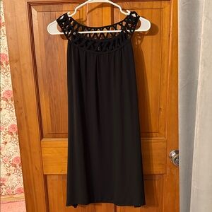 Black Sleeveless Dress with Cutout Neckline